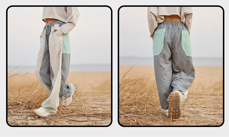 Men Outdoor Lightweight Quick Dry Ultra Loose Casual Splice Wide Leg Techwear Track Cargo Pants Women Streetwear Baggy Trousers