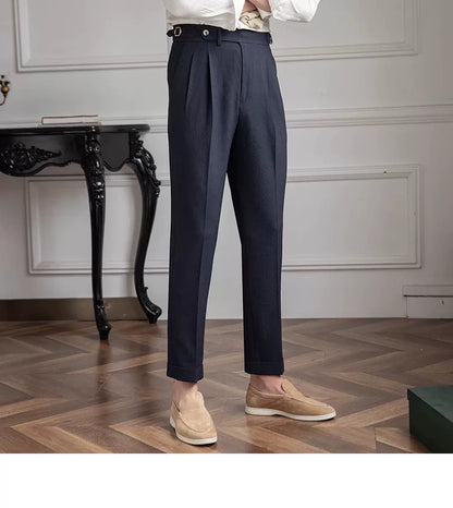 Deer Sanxian Business Men's Summer Bubble Gauze Naples High Waist Straight Pants Japanese Breathable Casual Pants