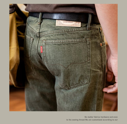 RT-511 Heavy Weight Indigo Selvage Washed 14oz Pants Sanforized Thick Raw Denim Jean Red Tornado