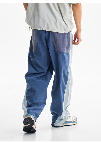 Men Outdoor Lightweight Quick Dry Ultra Loose Casual Splice Wide Leg Techwear Track Cargo Pants Women Streetwear Baggy Trousers