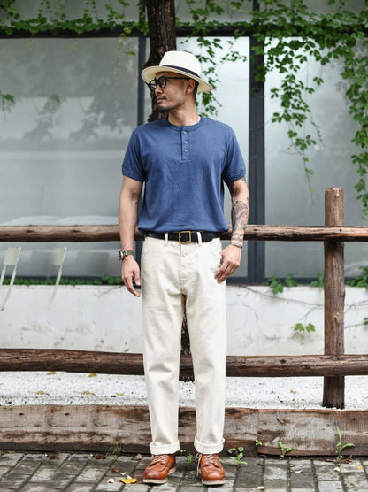 Mens Jeans Selvedge Denim White Jeans Regular Fit hight Rise  14 Oz One Wash