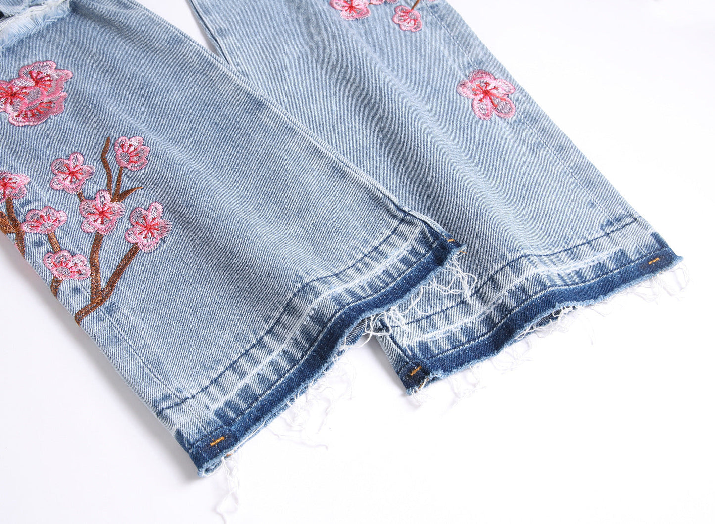 Men Straight Jean Denim Pants Jeans Loose Ankle Length Pant Pockets Casual Washed High Street Distressed Zipper Fly Spliced