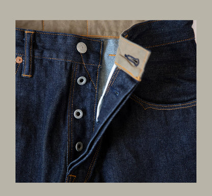 Vintage 15 Oz Indigo Selvage Stylish Trousers Mens Casual Raw Denim Jean Pants
