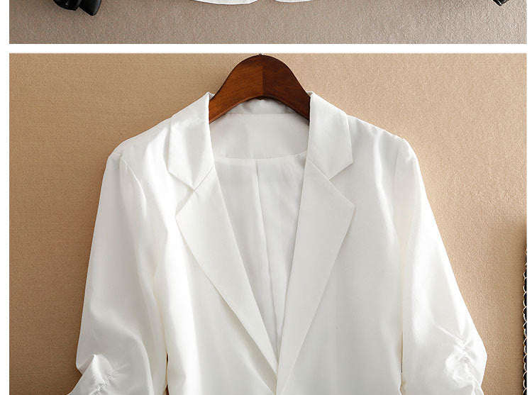Women Blazer office lady outwear western suit jacket Top 18MM 100% natural mulberry silk 3 solid colors, S-538