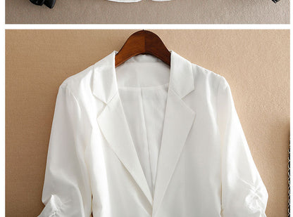 Women Blazer office lady outwear western suit jacket Top 18MM 100% natural mulberry silk 3 solid colors, S-538
