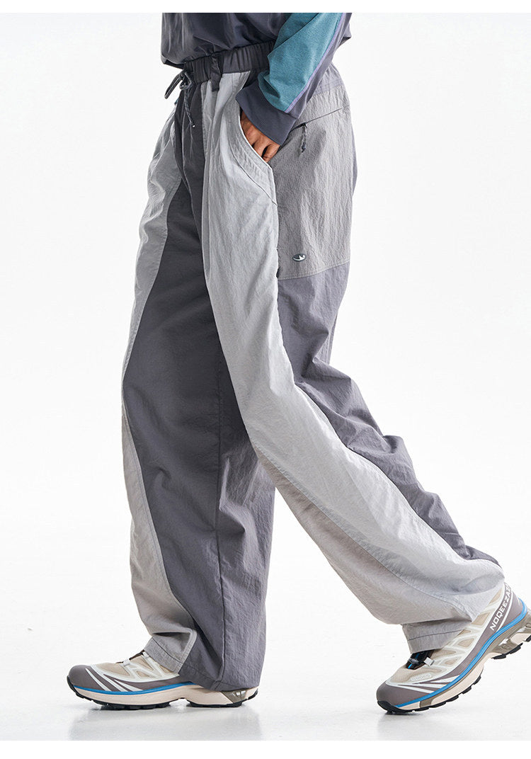 Men Outdoor Lightweight Quick Dry Ultra Loose Casual Splice Wide Leg Techwear Track Cargo Pants Women Streetwear Baggy Trousers