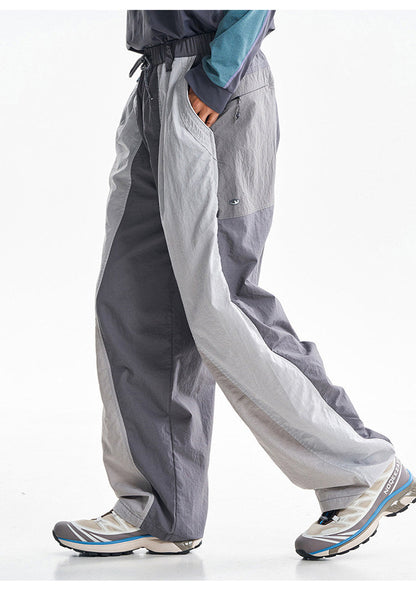Men Outdoor Lightweight Quick Dry Ultra Loose Casual Splice Wide Leg Techwear Track Cargo Pants Women Streetwear Baggy Trousers