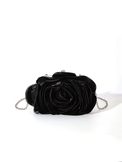 Fashion Pink Flower Petal Banquet Floral Dress Purse Evening Day Clutch Bag Women Luxury Prom Party Wedding Day Bag