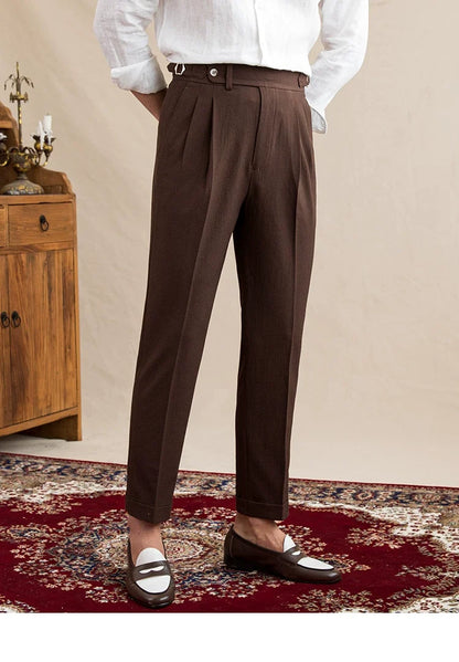 Deer Sanxian Business Men's Summer Bubble Gauze Naples High Waist Straight Pants Japanese Breathable Casual Pants