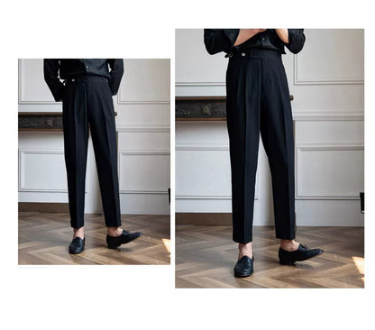 Deer Sanxian Business Men's Summer Bubble Gauze Naples High Waist Straight Pants Japanese Breathable Casual Pants