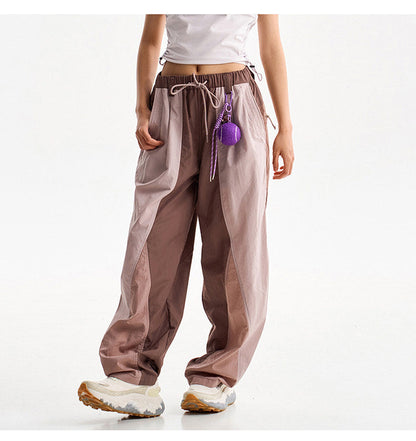Men Outdoor Lightweight Quick Dry Ultra Loose Casual Splice Wide Leg Techwear Track Cargo Pants Women Streetwear Baggy Trousers