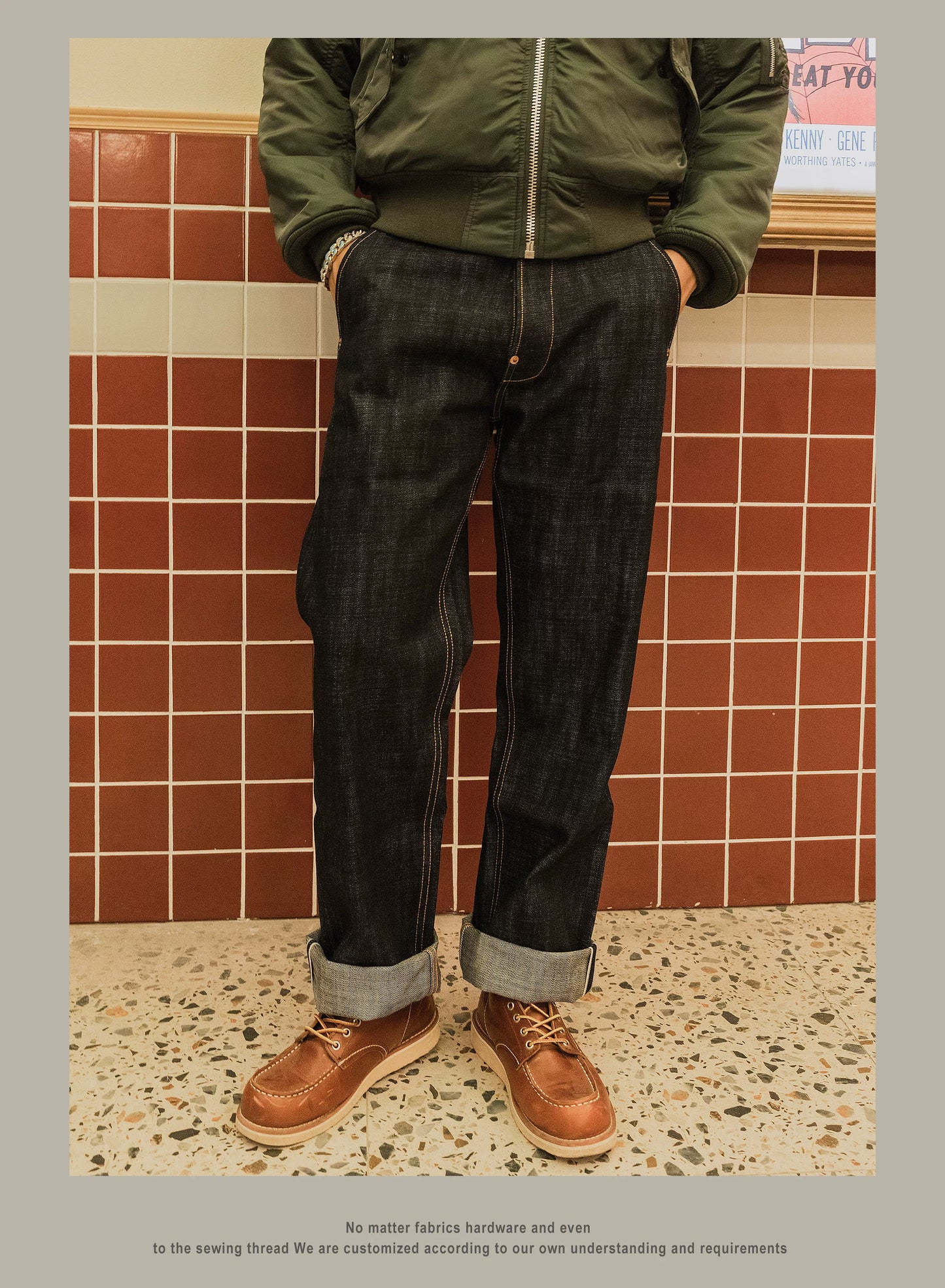 Heavy Weight 18oz Indigo Selvage Unwashed Pants Unsanforised Thick High Waist Raw Denim Jean