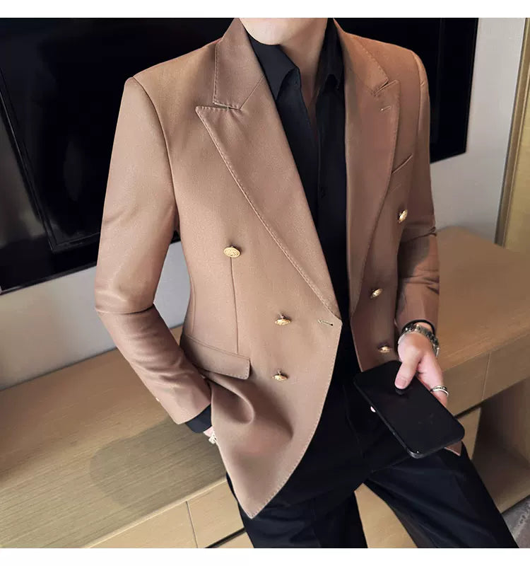2023 Classic Luxury Mens  Double Breasted Suit Jacket Groom Wedding Tuxedos Business Casual Blazer Social Club Outfits Suit Coat