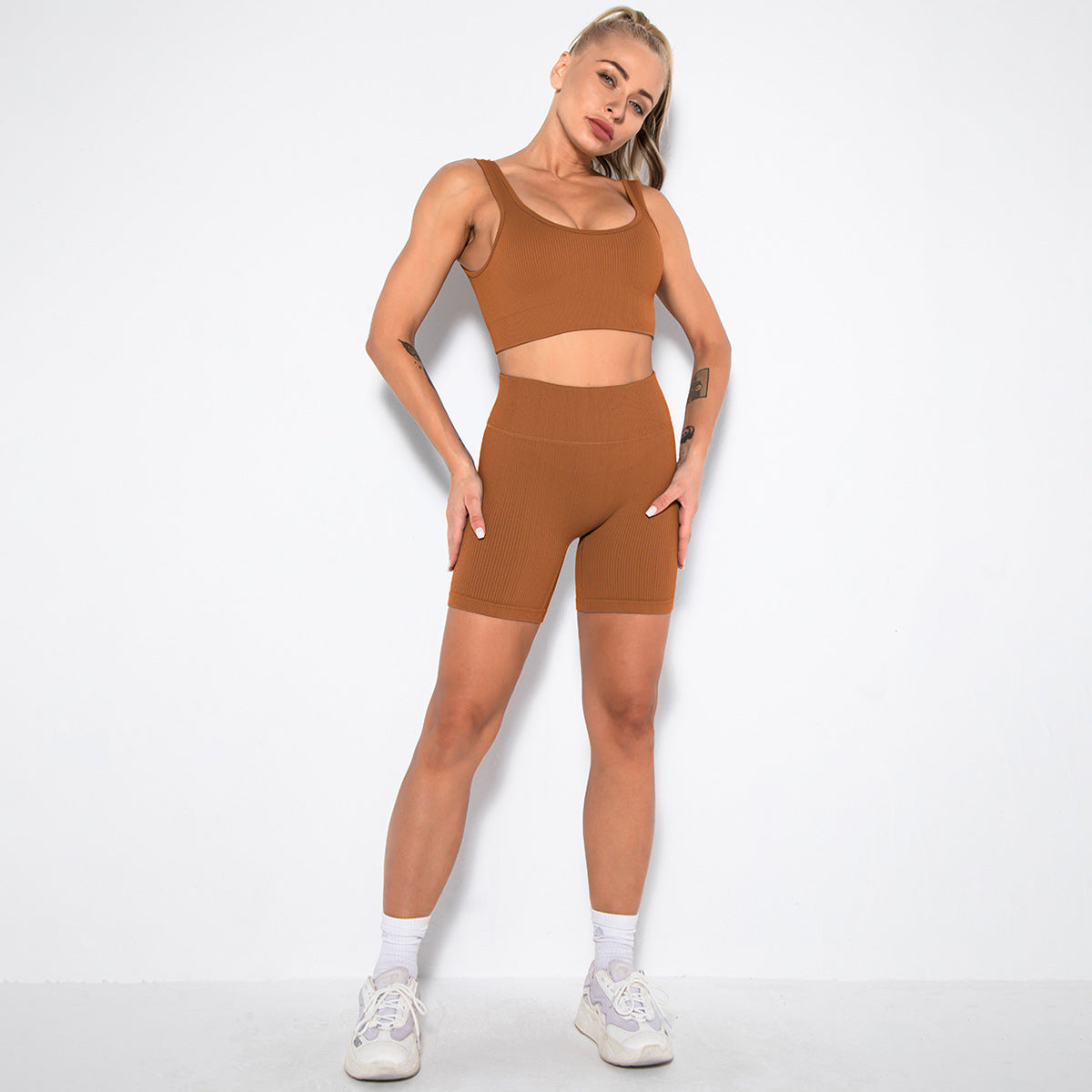 2PCS Women Yoga Set Gym Set Sexy Bra Seamless Sports Shorts Workout Running Clothing Gym Wear Athletic Sport Suit