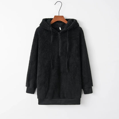 Fashion Trend Long-sleeved Hooded Solid Color, Women's Sweater Coat
