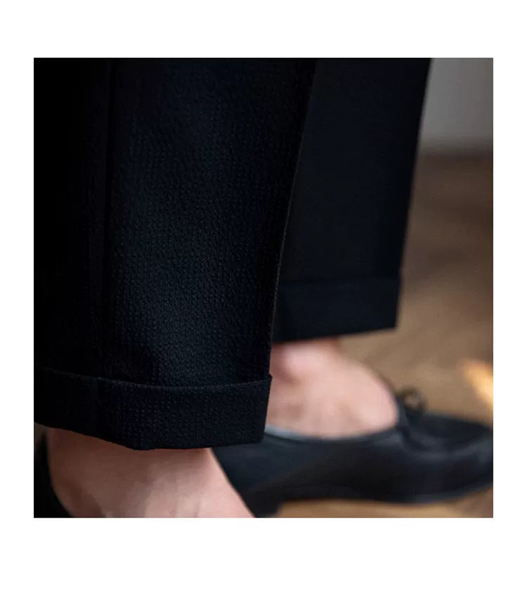 Deer Sanxian Business Men's Summer Bubble Gauze Naples High Waist Straight Pants Japanese Breathable Casual Pants