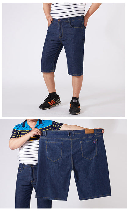 Men Extra Large Size Shorts Knee-length Summer Breeches Denim 2024 Male Bermuda Classic Stretch Plus Size Big 8XL Men Short Jean