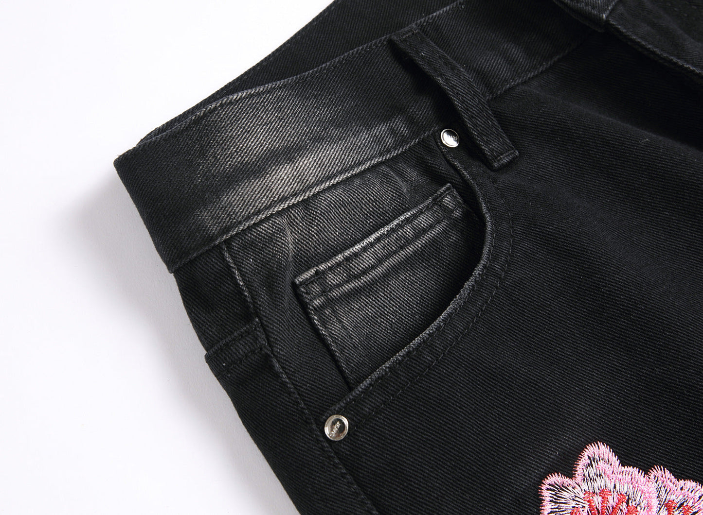 Men Straight Jean Denim Pants Jeans Loose Ankle Length Pant Pockets Casual Washed High Street Distressed Zipper Fly Spliced