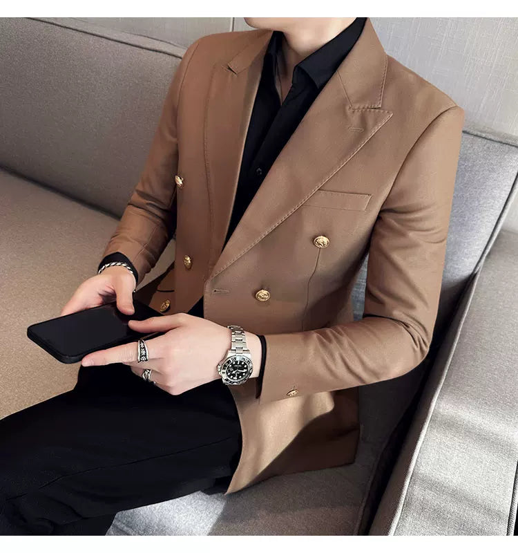 2023 Classic Luxury Mens  Double Breasted Suit Jacket Groom Wedding Tuxedos Business Casual Blazer Social Club Outfits Suit Coat
