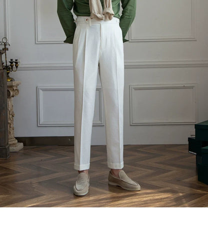 Deer Sanxian Business Men's Summer Bubble Gauze Naples High Waist Straight Pants Japanese Breathable Casual Pants