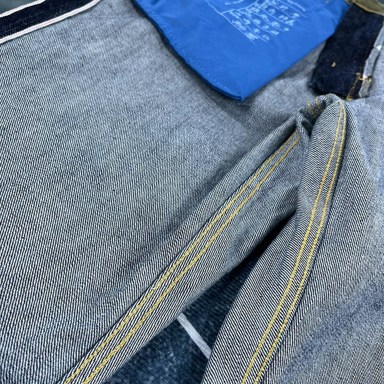 14oz Red Selvedge Denim Jeans for Men Heavyweight Raw Desilted Indigo Cotton Pants Youth Male Fashion Loose Straight Trousers