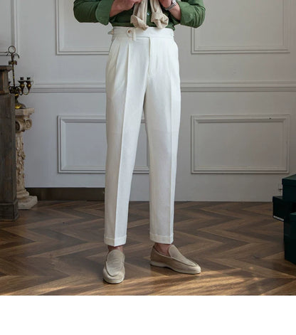 Deer Sanxian Business Men's Summer Bubble Gauze Naples High Waist Straight Pants Japanese Breathable Casual Pants