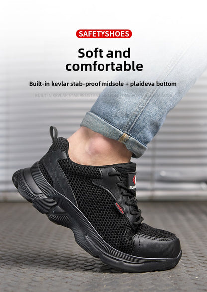 anti puncture men safety shoes summer breathable mesh work shoes industrial plastic toe sneakers construction insulated shoes