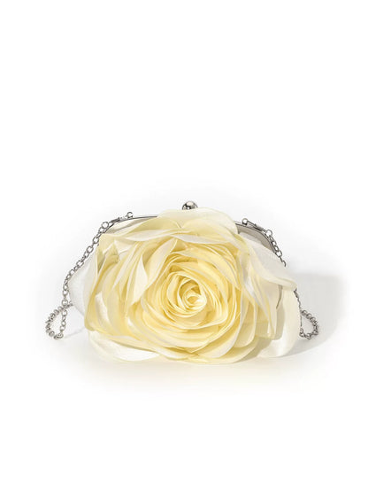 Fashion Pink Flower Petal Banquet Floral Dress Purse Evening Day Clutch Bag Women Luxury Prom Party Wedding Day Bag