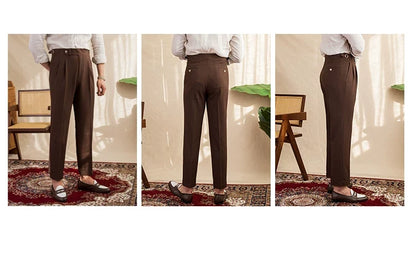 Deer Sanxian Business Men's Summer Bubble Gauze Naples High Waist Straight Pants Japanese Breathable Casual Pants