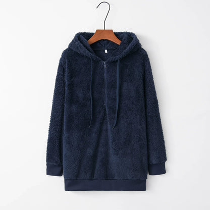 Fashion Trend Long-sleeved Hooded Solid Color, Women's Sweater Coat