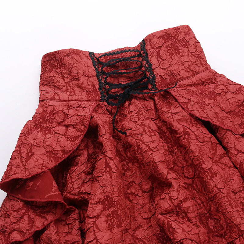 Fairycore Grunge Lolita Skirt Women Dark Gothic Christmas High Waist Bandage Corset Skirt Aesthetic Streetwear Partywear