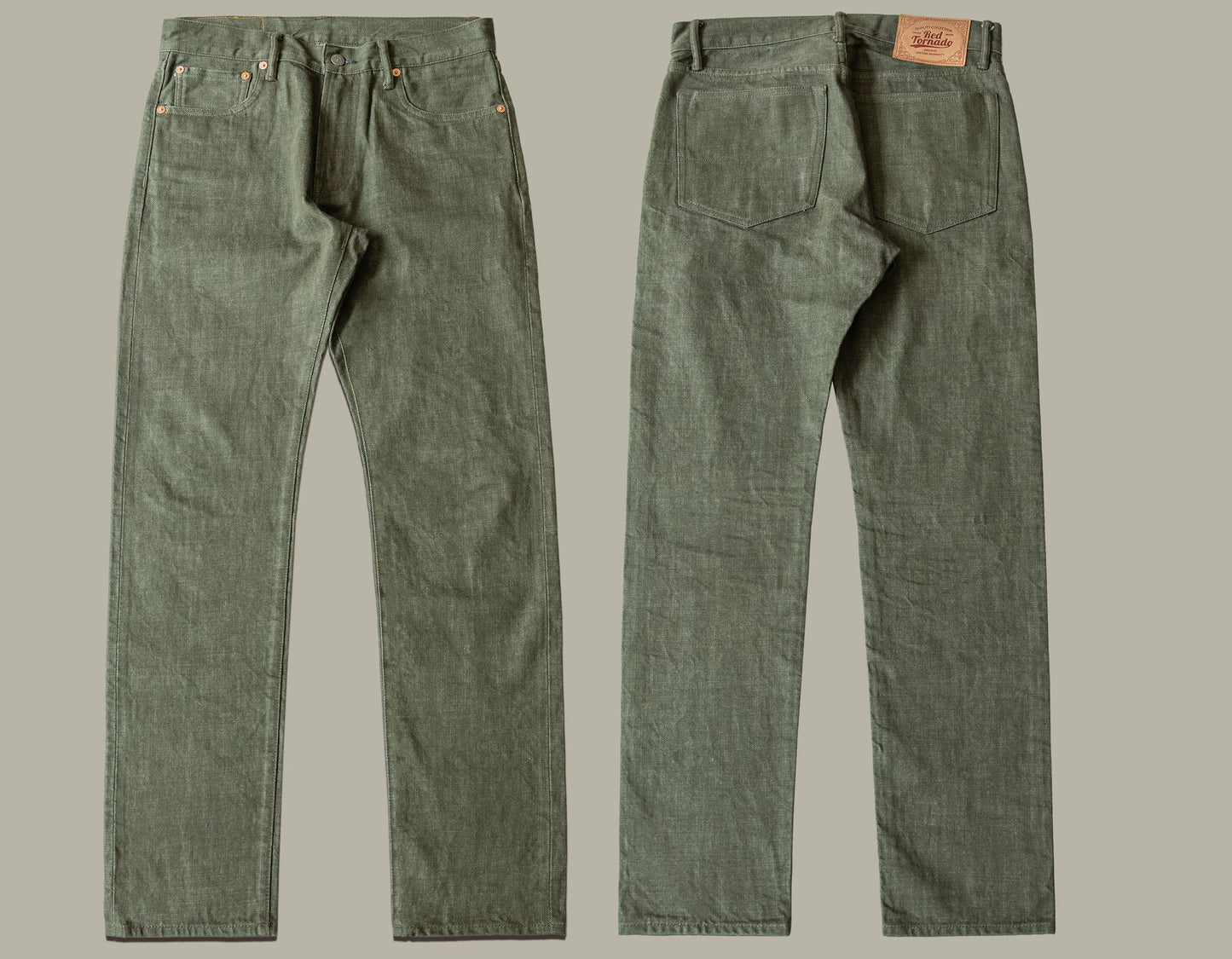 RT-511 Heavy Weight Indigo Selvage Washed 14oz Pants Sanforized Thick Raw Denim Jean Red Tornado