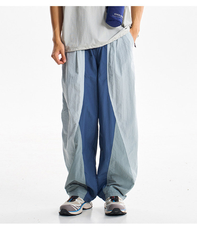 Men Outdoor Lightweight Quick Dry Ultra Loose Casual Splice Wide Leg Techwear Track Cargo Pants Women Streetwear Baggy Trousers
