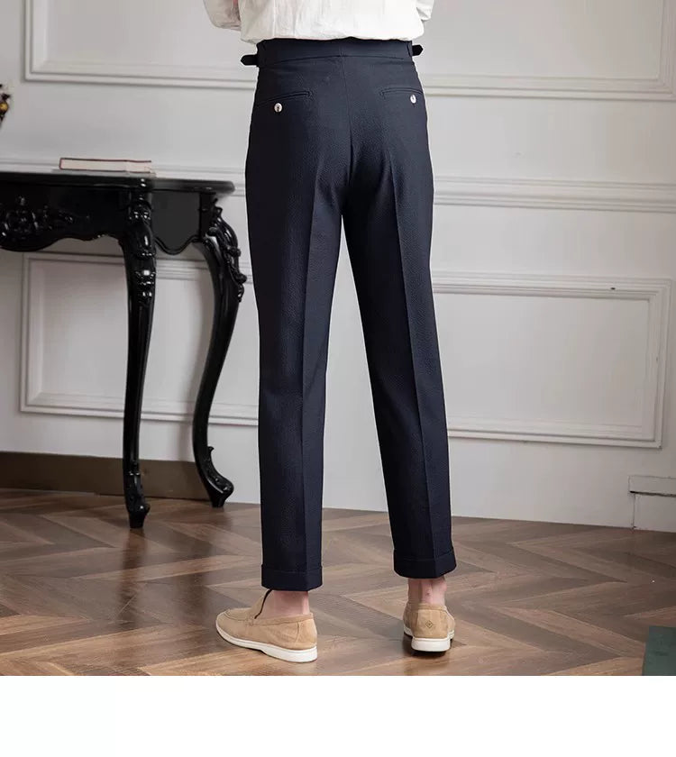 Deer Sanxian Business Men's Summer Bubble Gauze Naples High Waist Straight Pants Japanese Breathable Casual Pants