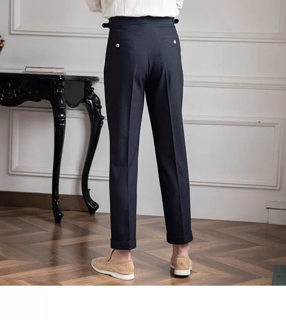 Deer Sanxian Business Men's Summer Bubble Gauze Naples High Waist Straight Pants Japanese Breathable Casual Pants