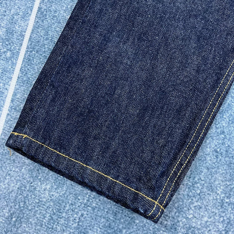 14oz Red Selvedge Denim Jeans for Men Heavyweight Raw Desilted Indigo Cotton Pants Youth Male Fashion Loose Straight Trousers