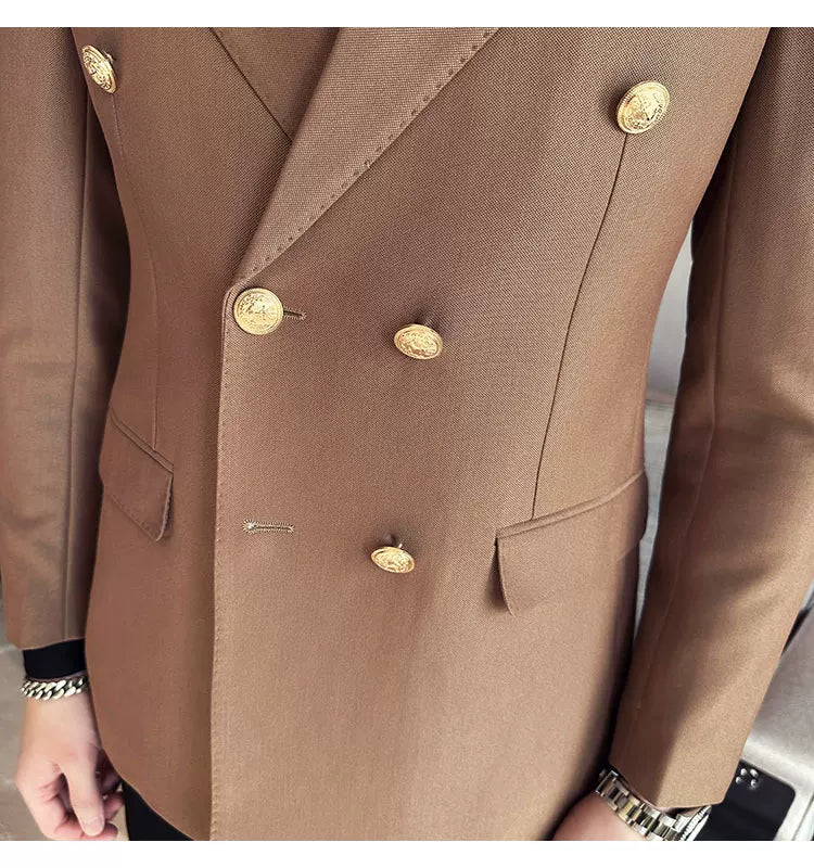 2023 Classic Luxury Mens  Double Breasted Suit Jacket Groom Wedding Tuxedos Business Casual Blazer Social Club Outfits Suit Coat