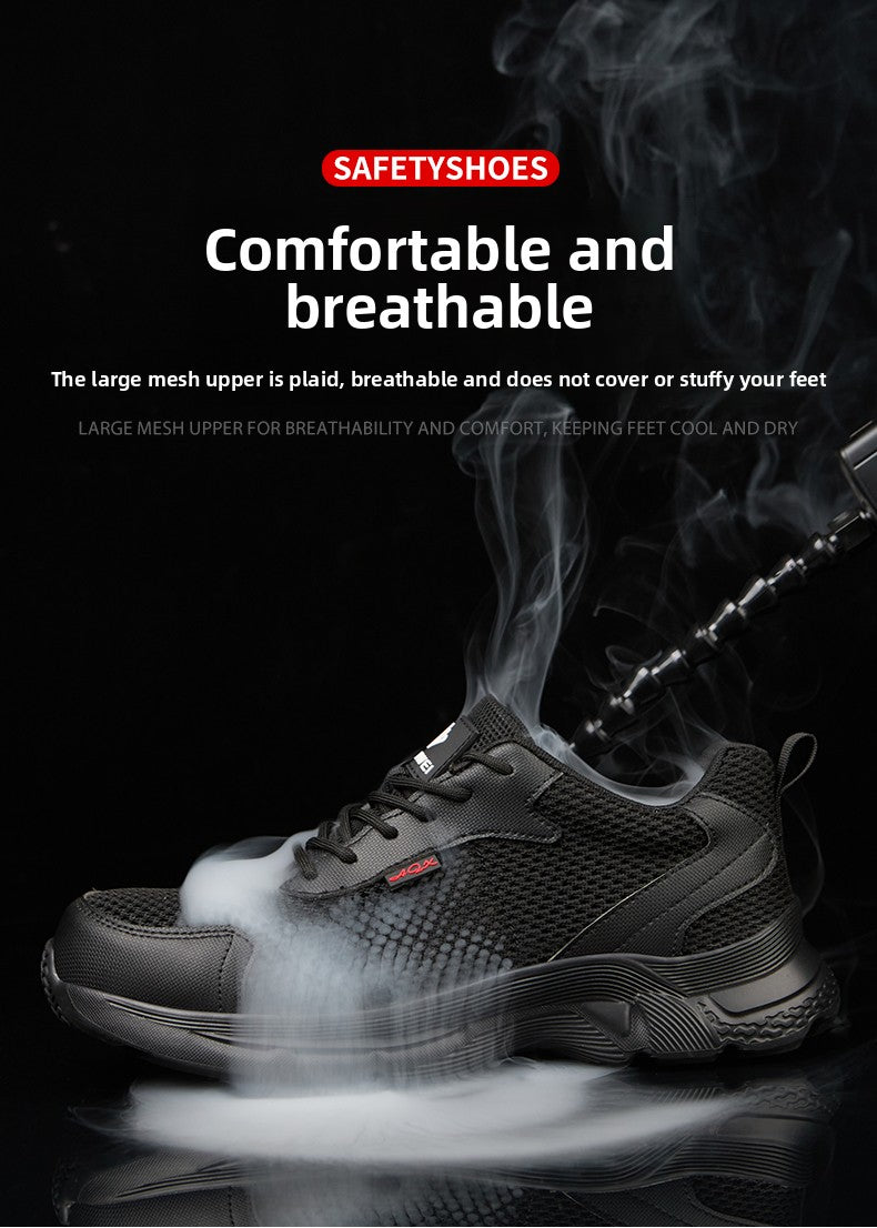 anti puncture men safety shoes summer breathable mesh work shoes industrial plastic toe sneakers construction insulated shoes