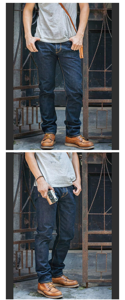 Heavy Weight Indigo Selvage Washed 16oz Pants Sanforized Thick Raw Denim Jean
