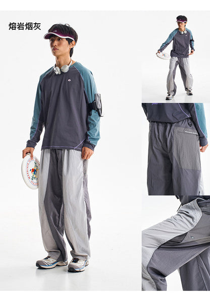 Men Outdoor Lightweight Quick Dry Ultra Loose Casual Splice Wide Leg Techwear Track Cargo Pants Women Streetwear Baggy Trousers