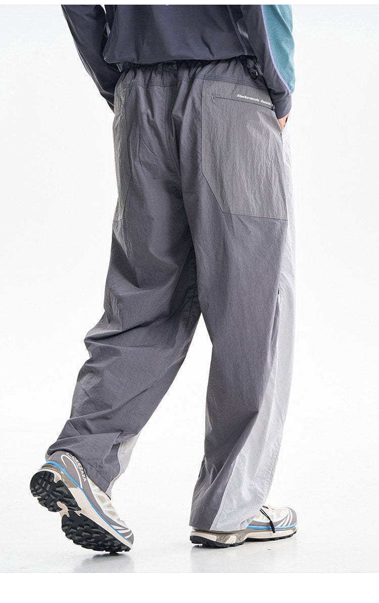 Men Outdoor Lightweight Quick Dry Ultra Loose Casual Splice Wide Leg Techwear Track Cargo Pants Women Streetwear Baggy Trousers