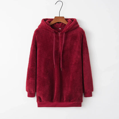 Fashion Trend Long-sleeved Hooded Solid Color, Women's Sweater Coat