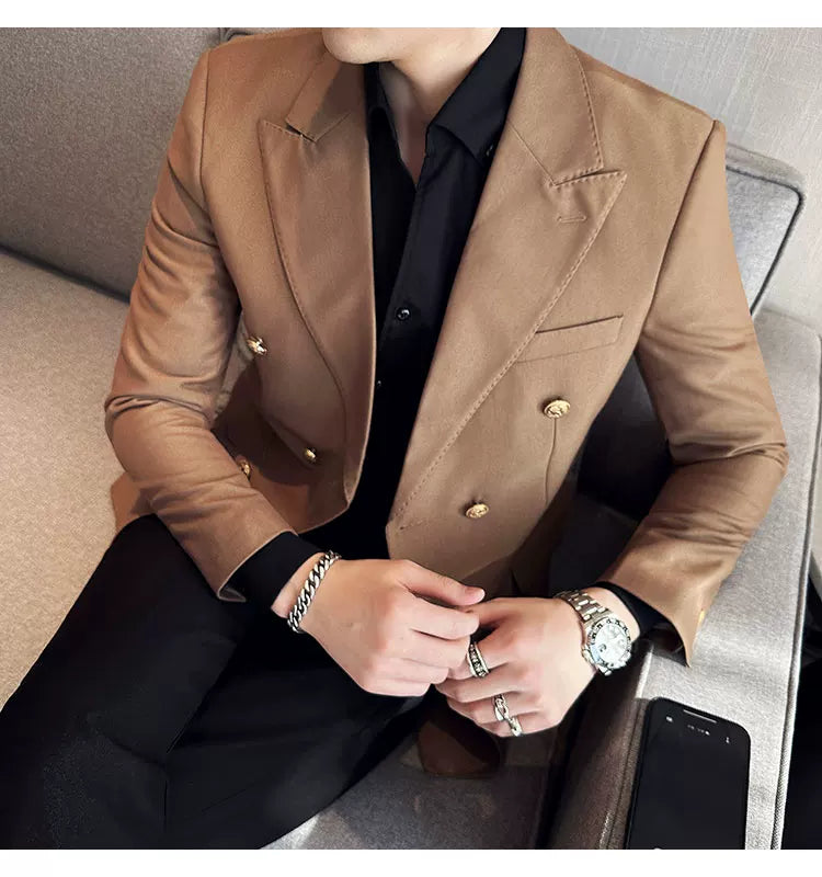 2023 Classic Luxury Mens  Double Breasted Suit Jacket Groom Wedding Tuxedos Business Casual Blazer Social Club Outfits Suit Coat