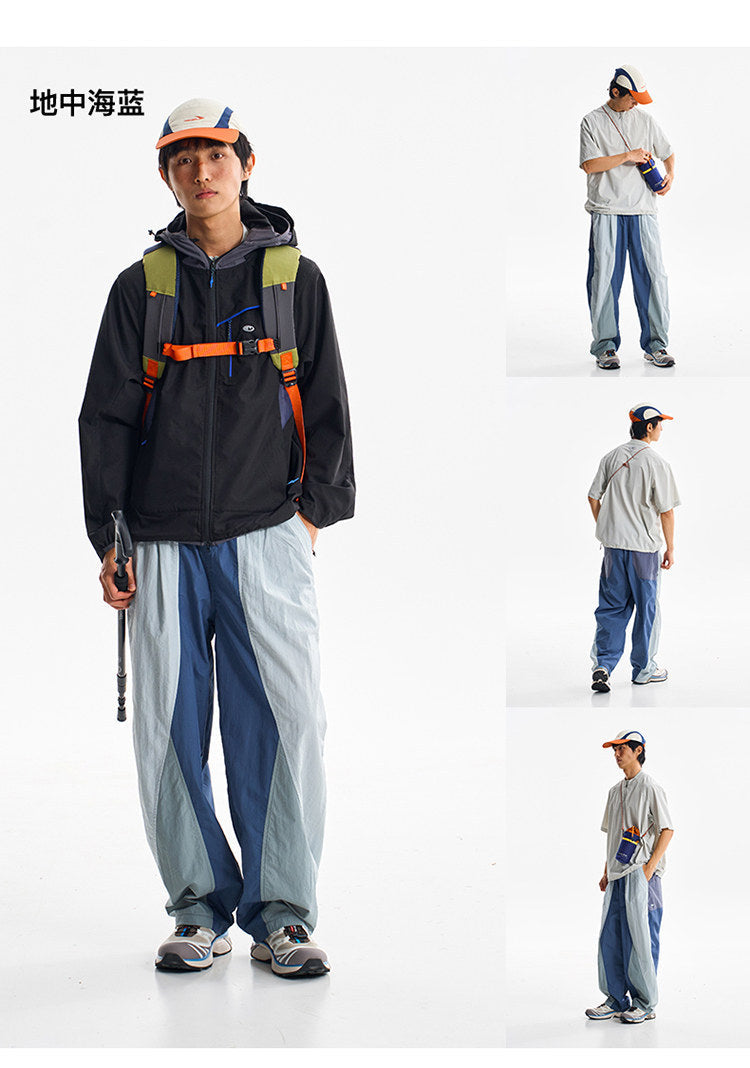 Men Outdoor Lightweight Quick Dry Ultra Loose Casual Splice Wide Leg Techwear Track Cargo Pants Women Streetwear Baggy Trousers