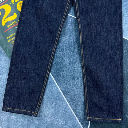 14oz Red Selvedge Denim Jeans for Men Heavyweight Raw Desilted Indigo Cotton Pants Youth Male Fashion Loose Straight Trousers