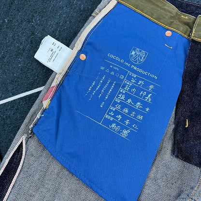 14oz Red Selvedge Denim Jeans for Men Heavyweight Raw Desilted Indigo Cotton Pants Youth Male Fashion Loose Straight Trousers
