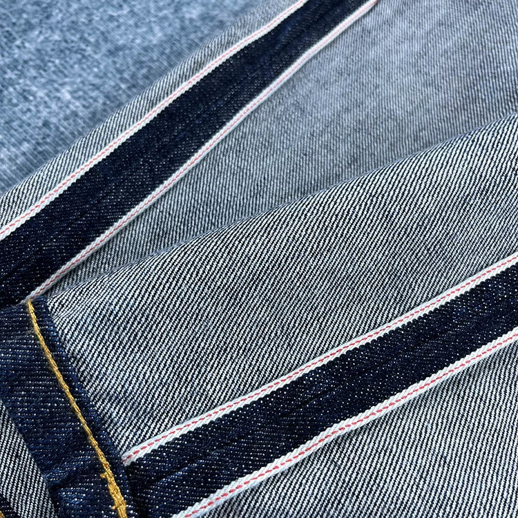 14oz Red Selvedge Denim Jeans for Men Heavyweight Raw Desilted Indigo Cotton Pants Youth Male Fashion Loose Straight Trousers