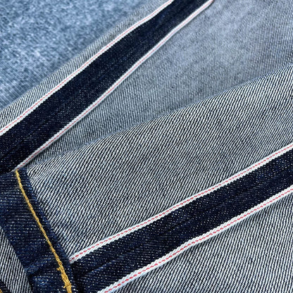 14oz Red Selvedge Denim Jeans for Men Heavyweight Raw Desilted Indigo Cotton Pants Youth Male Fashion Loose Straight Trousers