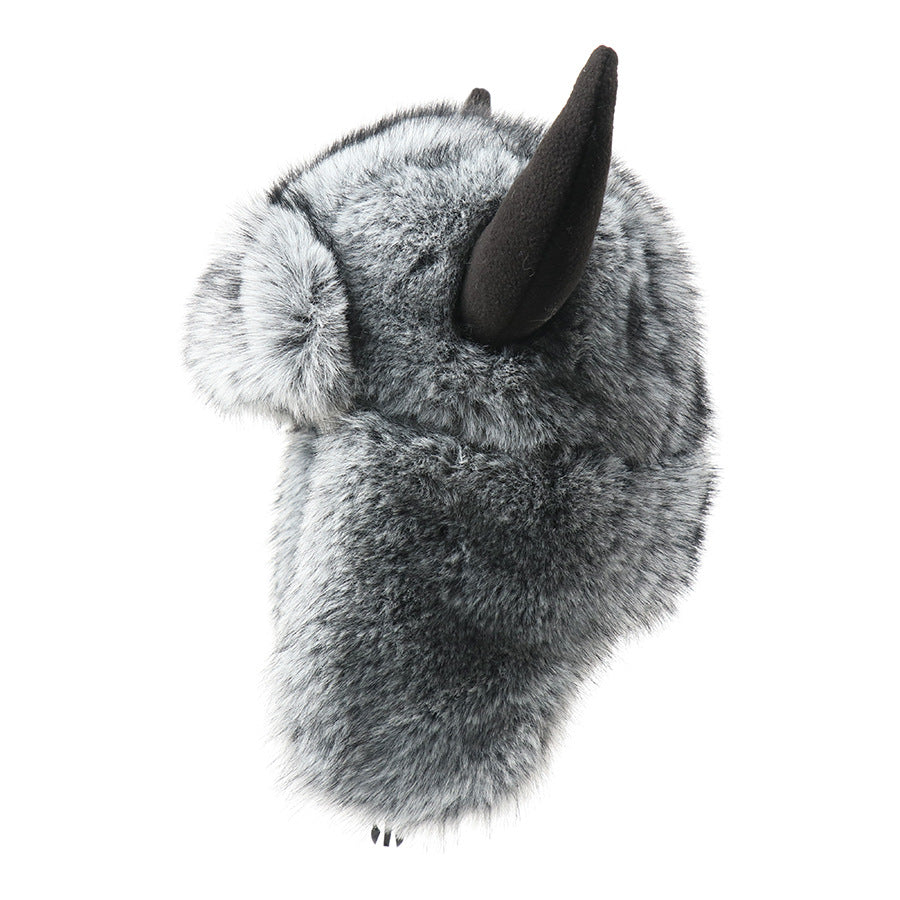 Imitation Fur Warm Horned Lei Feng Hats for Men Winter Russian Ushanka Hat Outdoor Thicked Windproof Ear Protection Caps