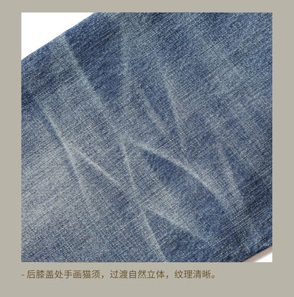 Good Quality  Washed Slim Fitting Denim Pants 100% Cotton Heavy Thick Jean 14oz